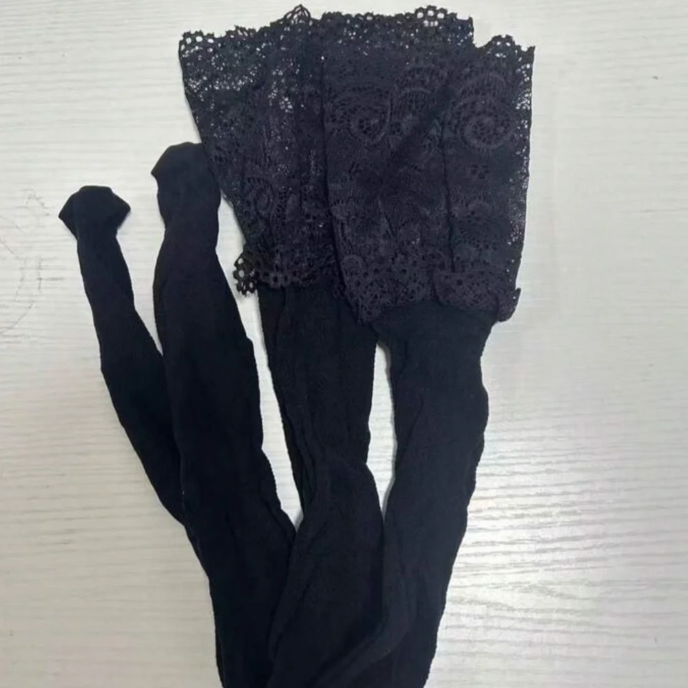 Black Lace Thigh-High Stockings